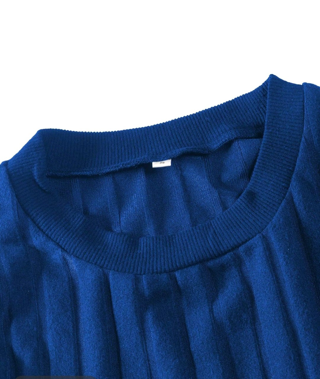 Plain Ruffle Ribbed Dress