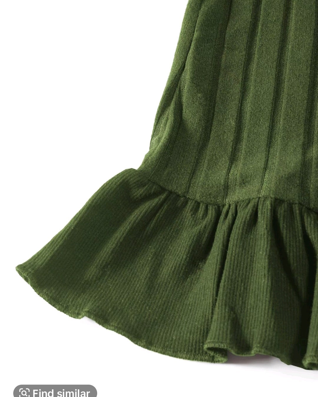 Plain Ruffle Ribbed Dress