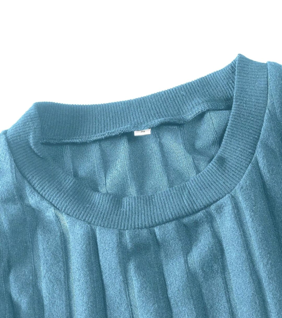 Plain Ruffle Ribbed Dress