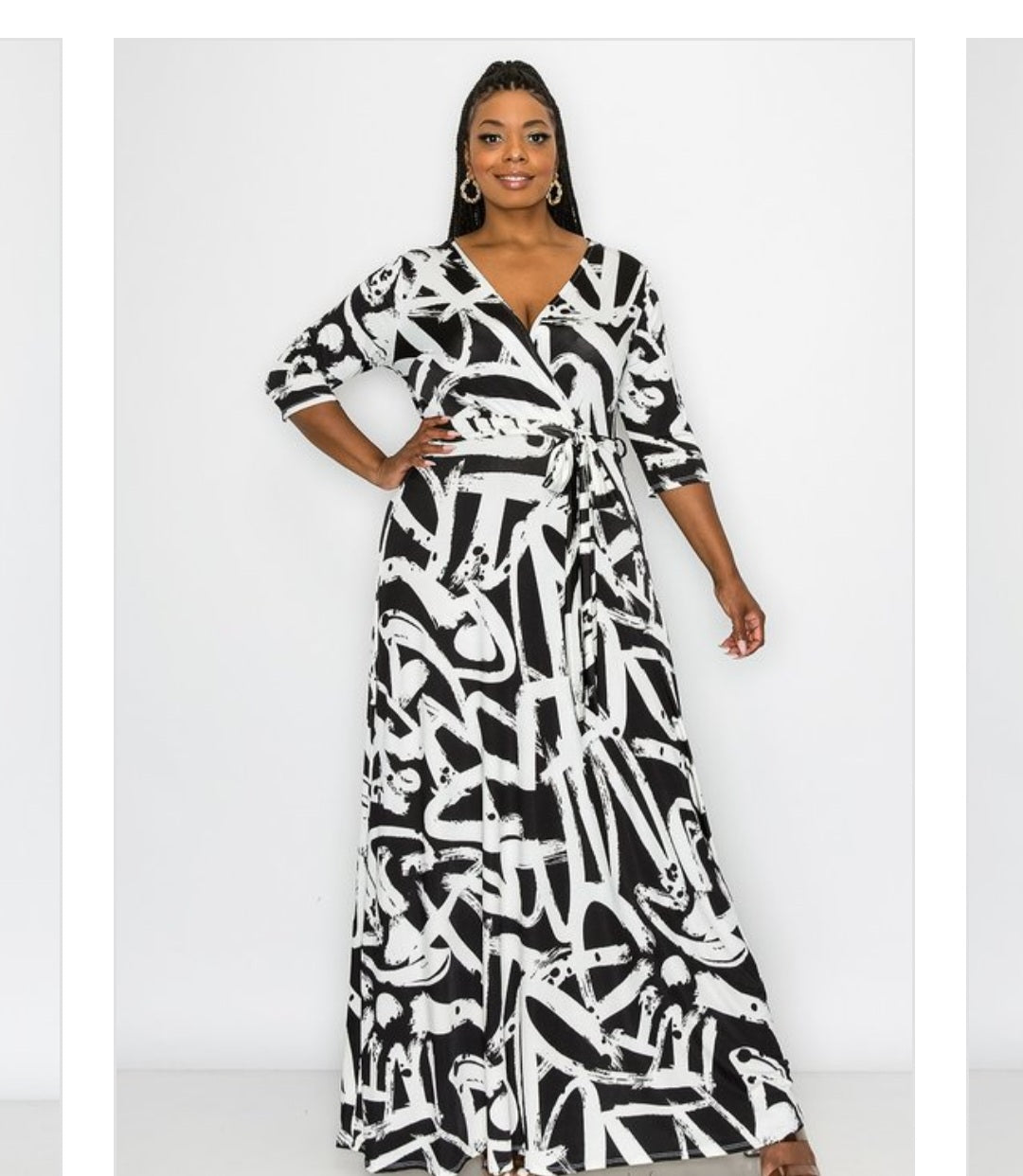 Black And White Print Maxi Dress
