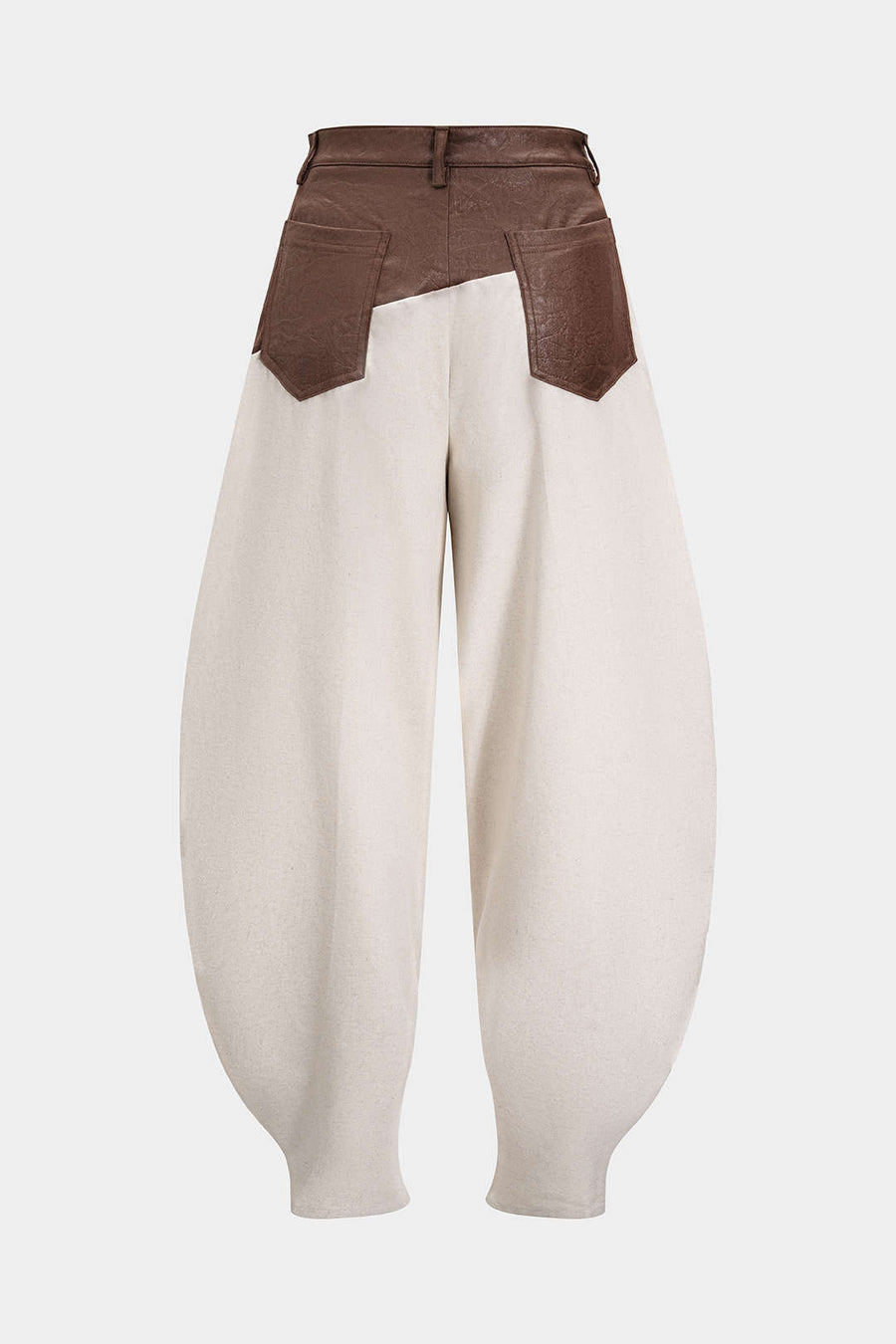 Faux Leather Ruched Patchwork Trousers