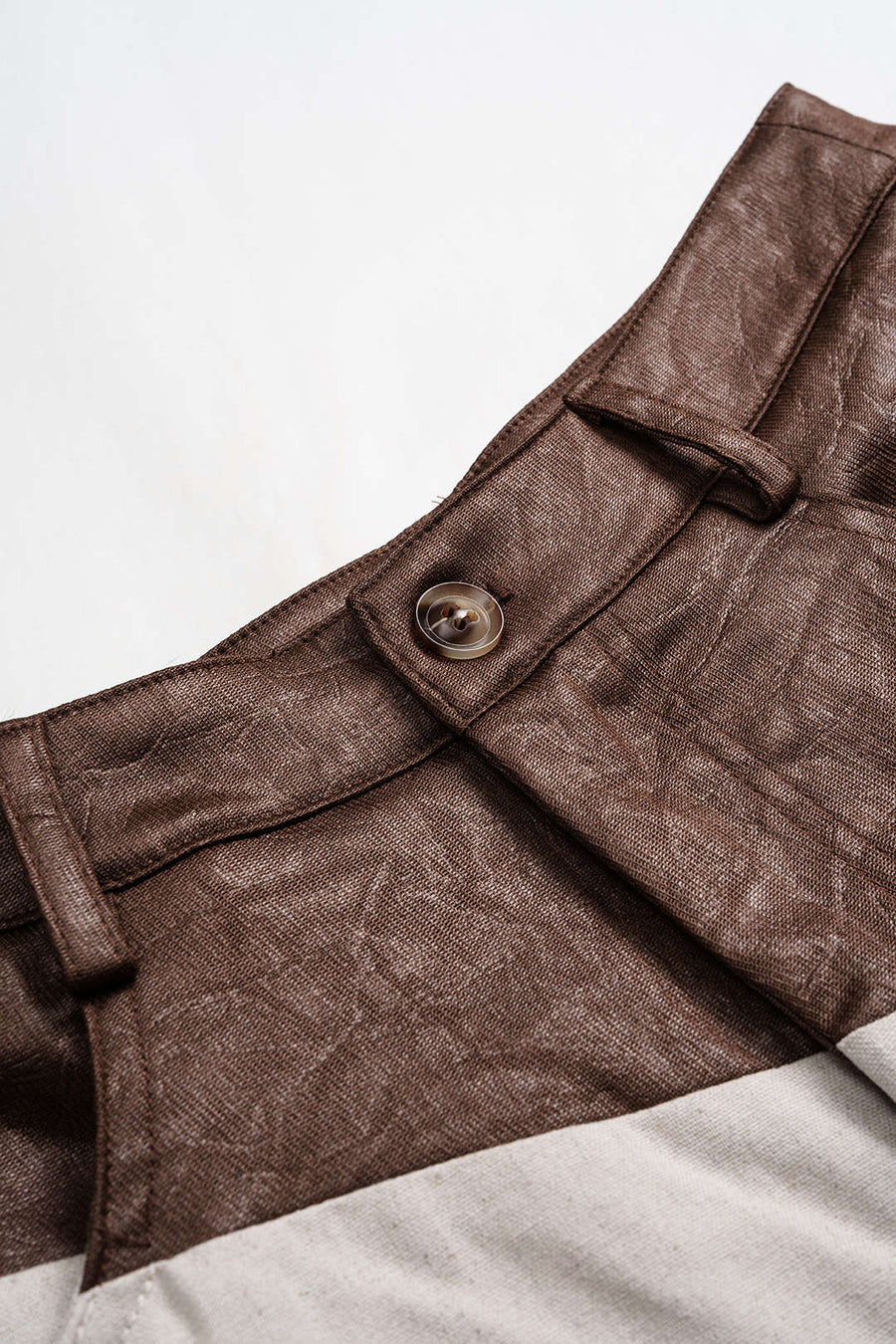 Faux Leather Ruched Patchwork Trousers