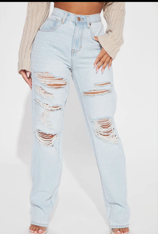 90's Boot Rip Straight Leg Jeans