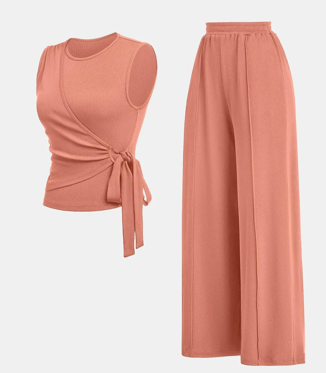 Knotted Tank Top & Wide Leg Pant Set