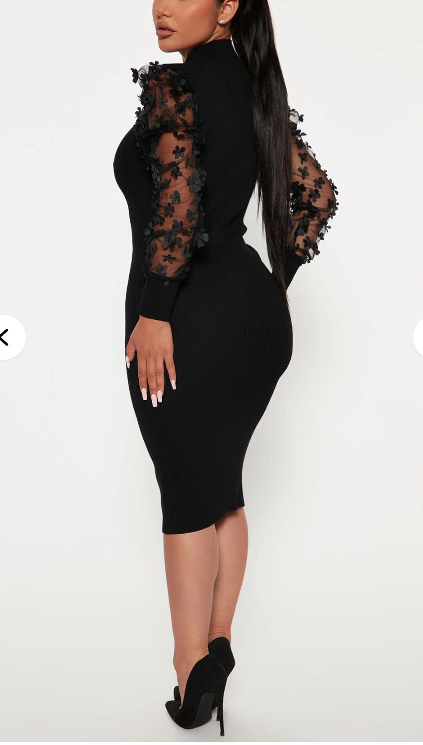 Sheer Luck Sweater Midi Dress Black